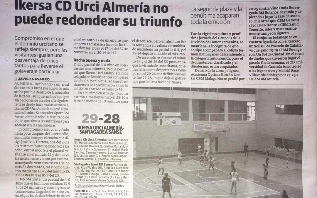 El Ideal hace eco del triunfo del equipo Ikersa CD Urci Almería